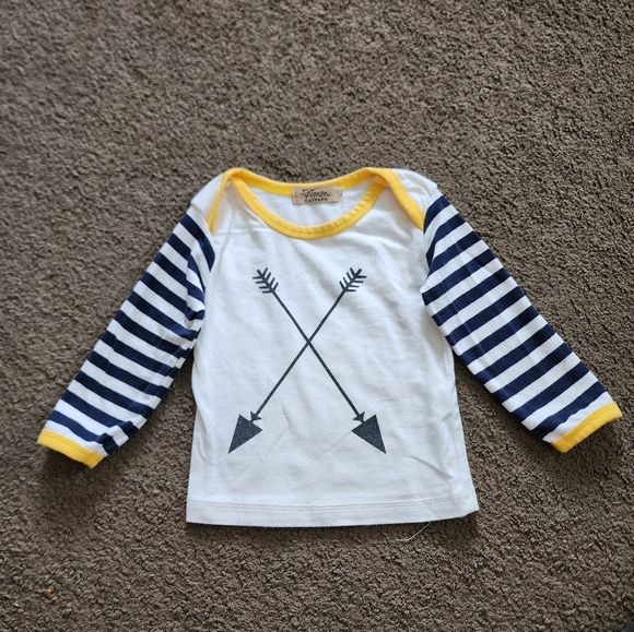 White/Navy/Yellow Striped Arrow Tee, Kid's 80 (12-18M) - Picture 2 of 6